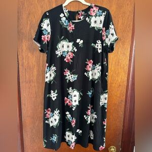 J. Jill Black Dress with Floral Accents